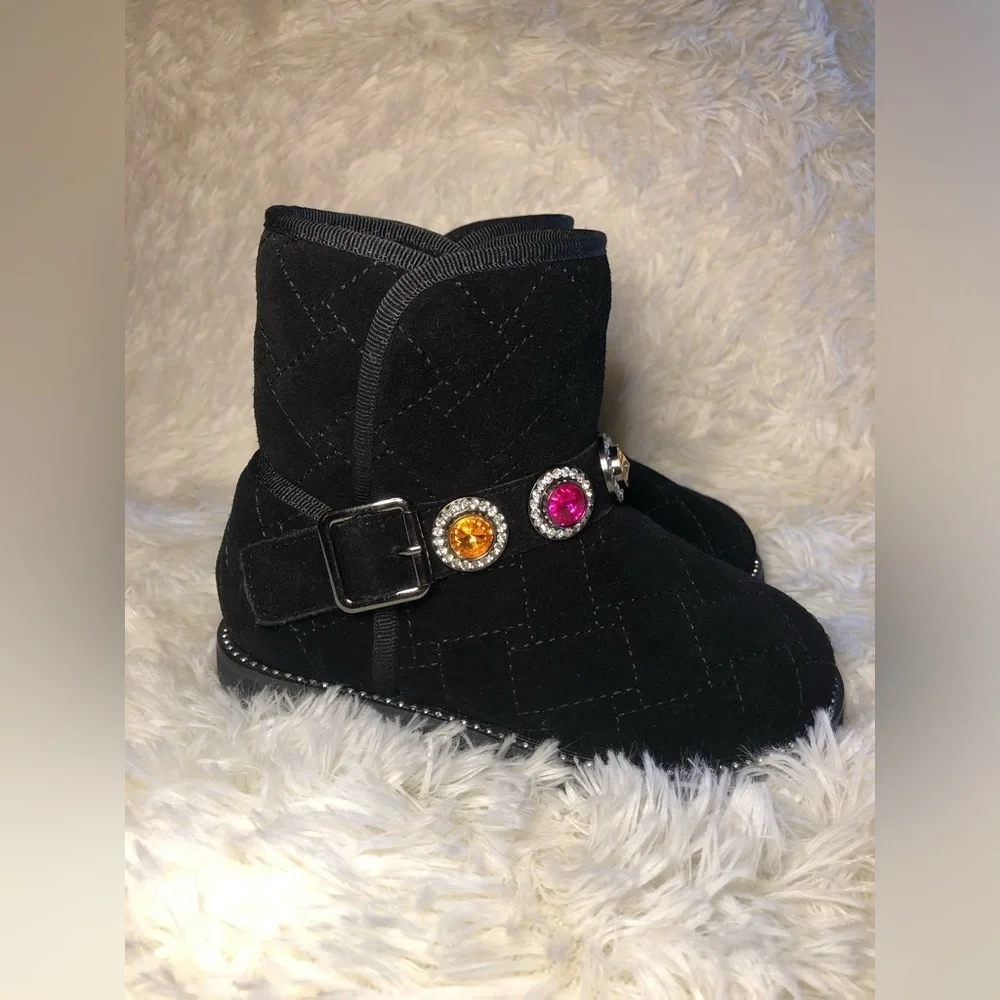 Kurt Geiger Black Kids Boots with Jewel Accents NWOT size 11
